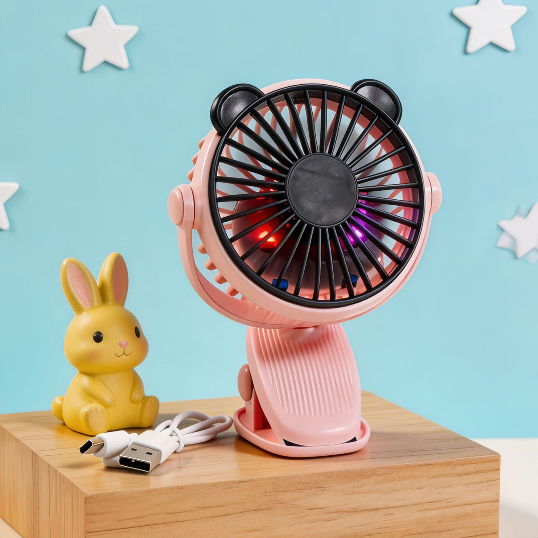 Women Portable Hand Fan with Creative Animal Ears Bowlift