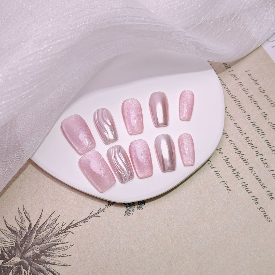 Elegant French Tip Press-On Nails Bowlift