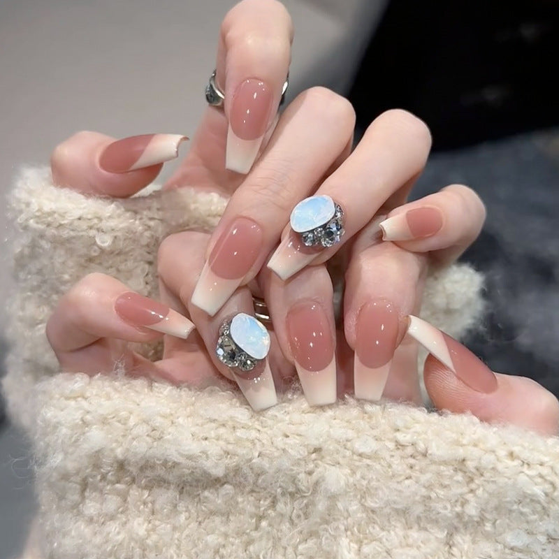 Glamorous Press-On Nail Set with Decorative Gemstone Accents Bowlift