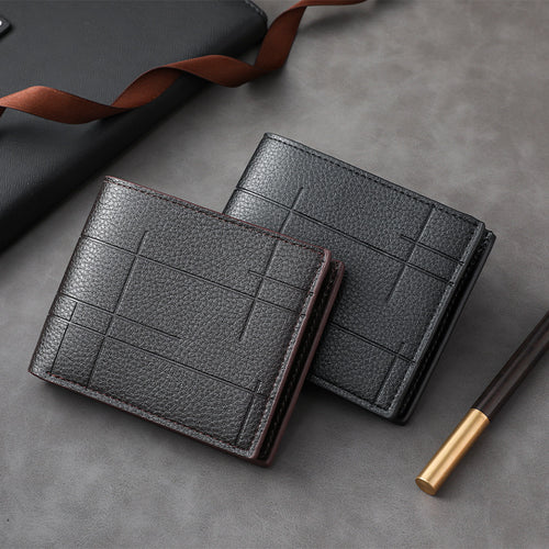 Textured Bi-Fold Leather Wallet Bowlift