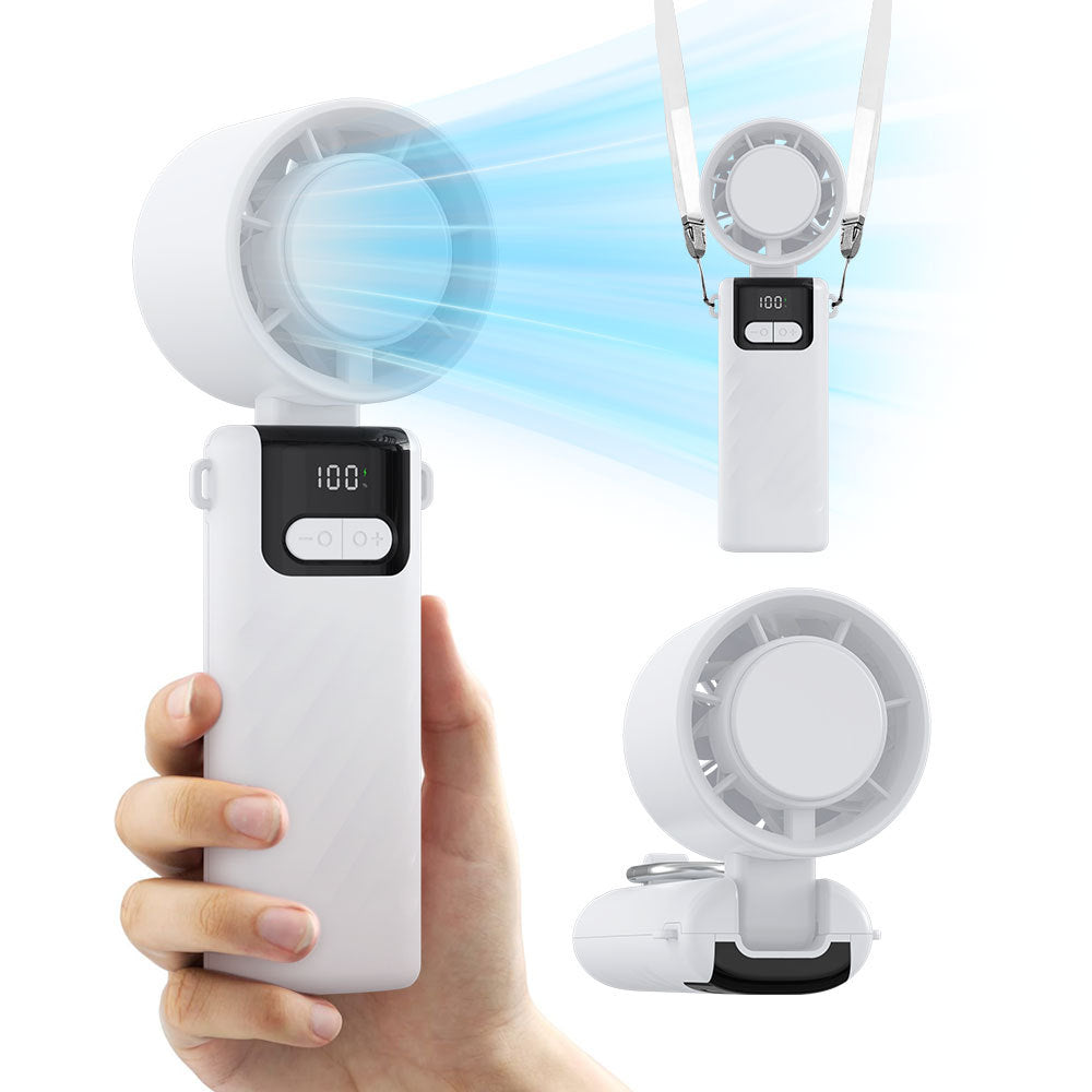 Unisex Digital Display Rechargeable Handheld Cooling Fan Bowlift