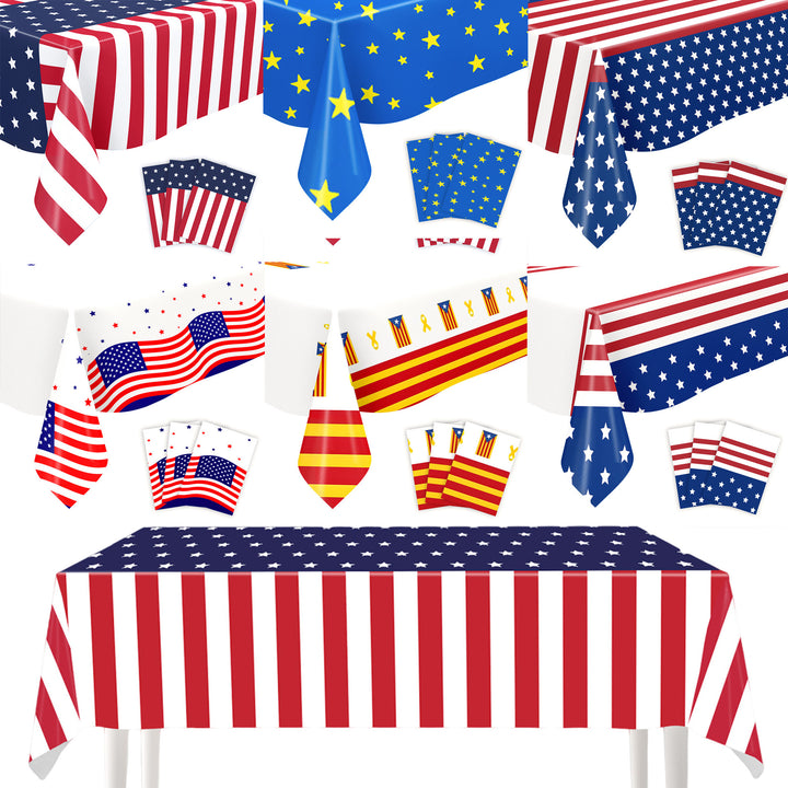 Unisex nan patriotic rectangular party tablecloth with stars and stripes waterproof disposable plastic Bowlift