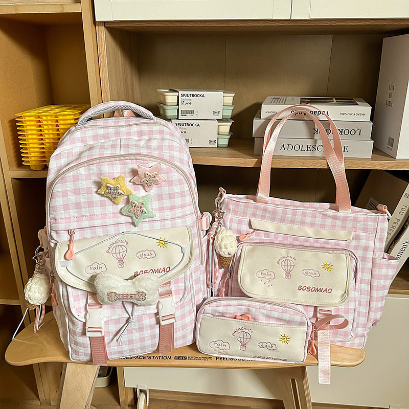 Stylish Gingham Check Pattern Backpack