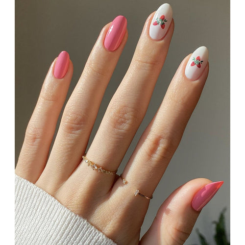 Strawberry-Themed Press-On Nail Art Set Bowlift