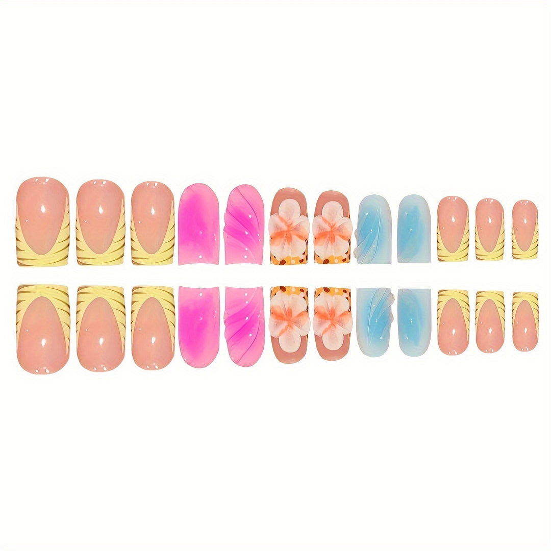 Floral Art Press-On Nails Bowlift