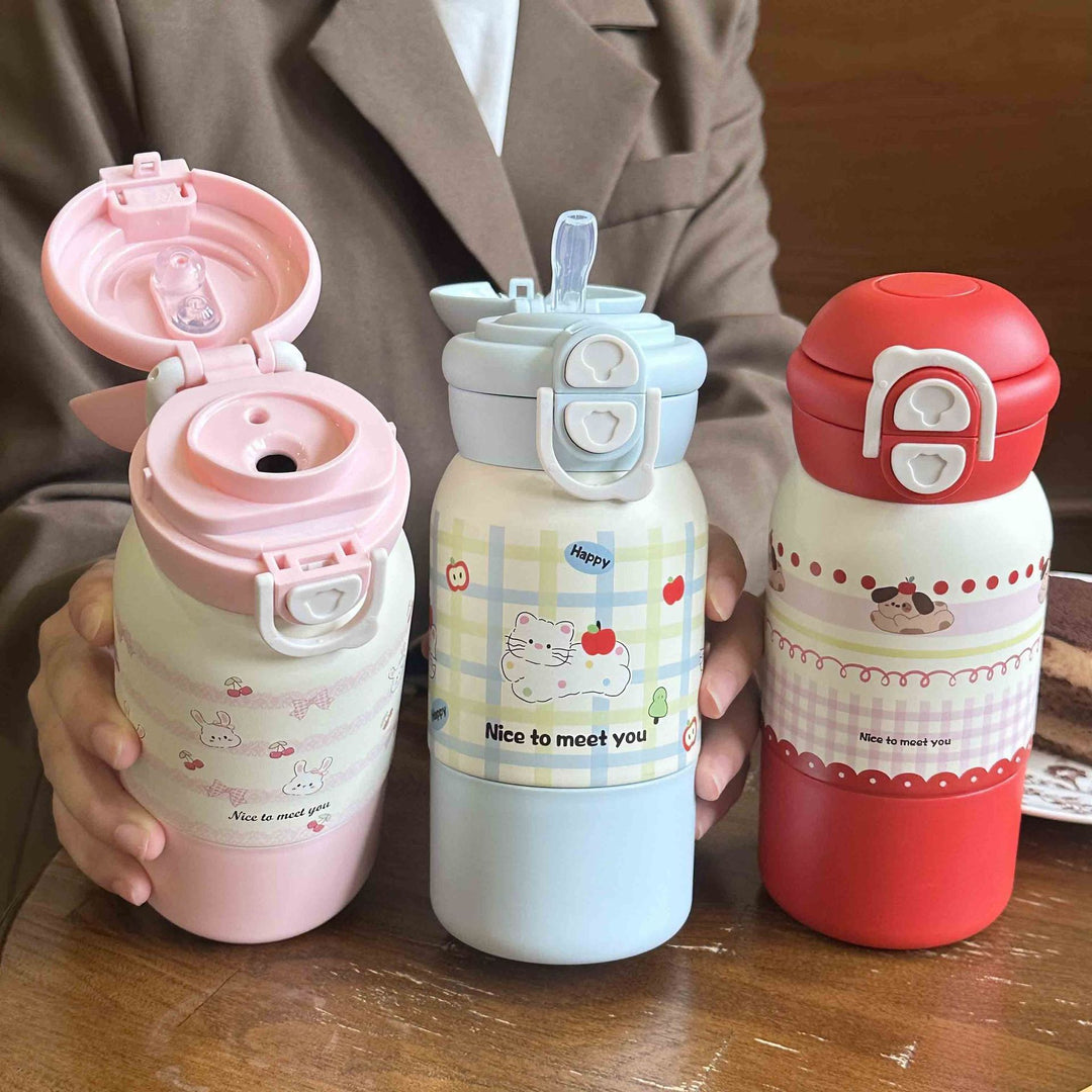 Women's insulated drinking bottle with practical flip lid and cheerful design Bowlift