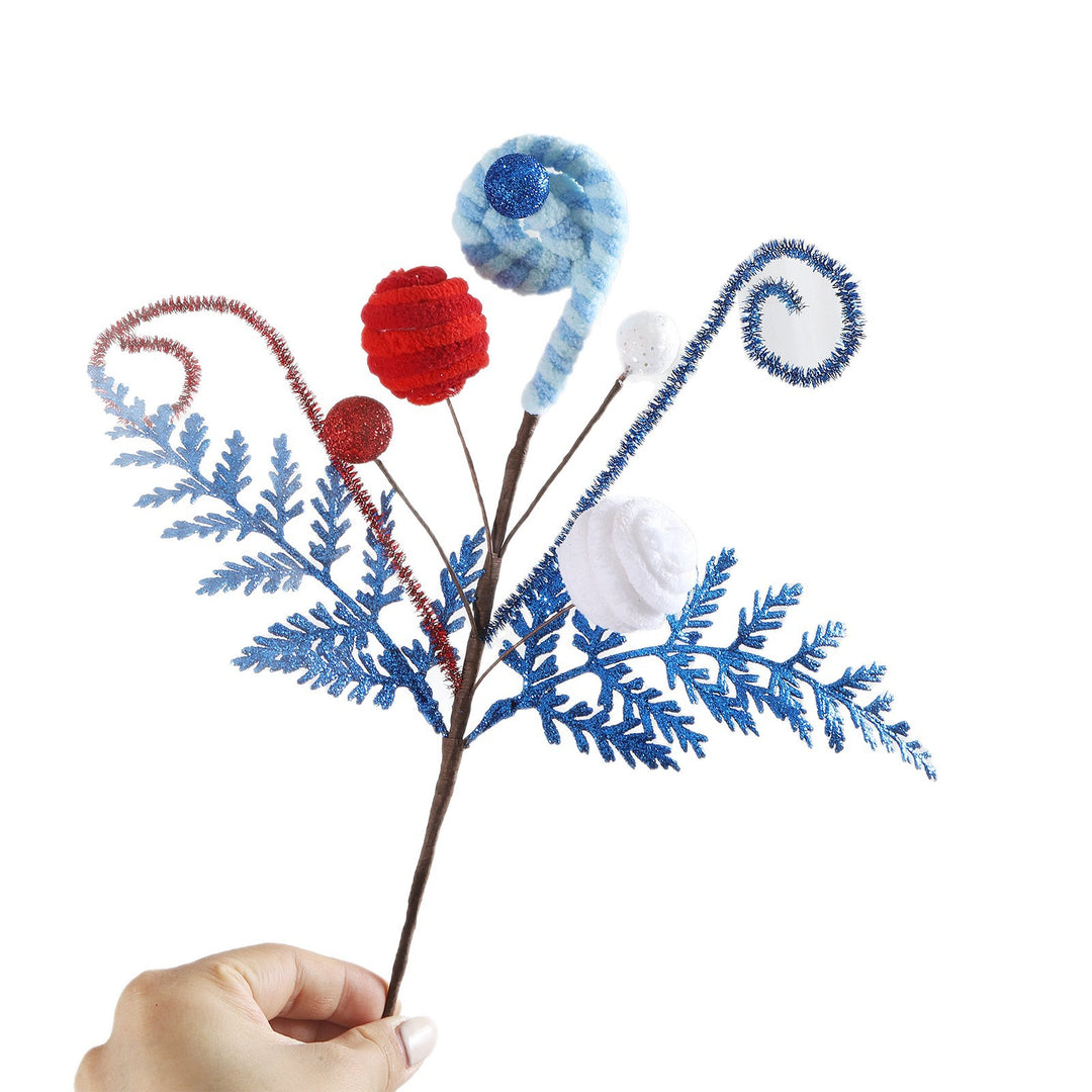 Unisex nan decorative floral pick with padded balls and glitter stars Bowlift