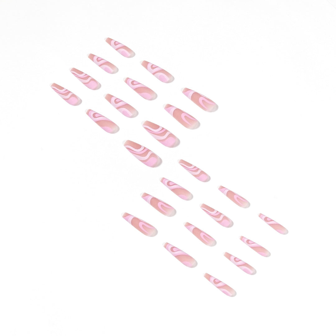 Artificial nail extensions with elegant wave design Bowlift