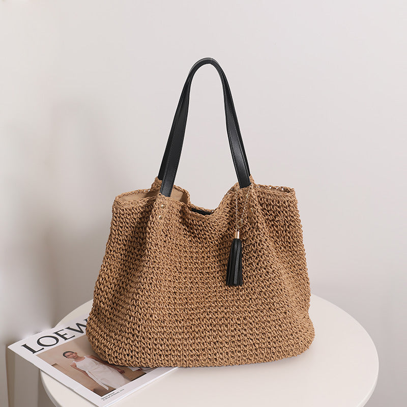 Durable basket bag with synthetic leather handle reinforcement Bowlift