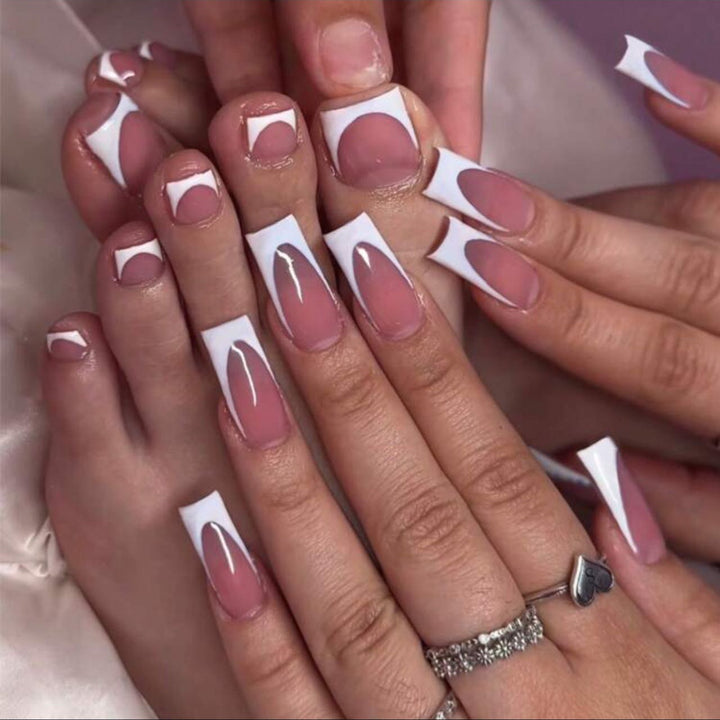 Acrylic nail set with modern French design and revitalizing accents Bowlift