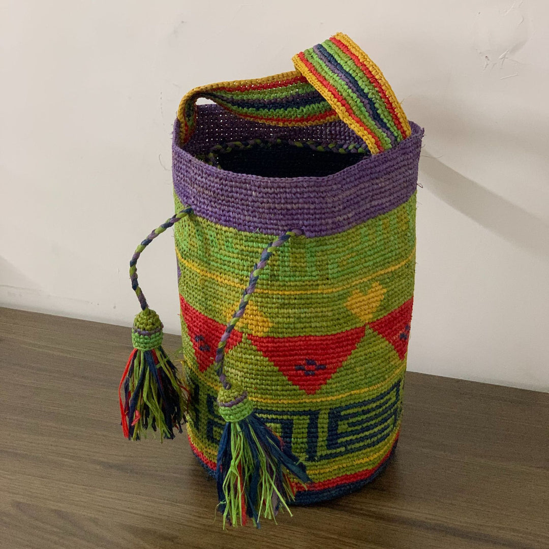 Handmade tote bag with colorful tassels Bowlift