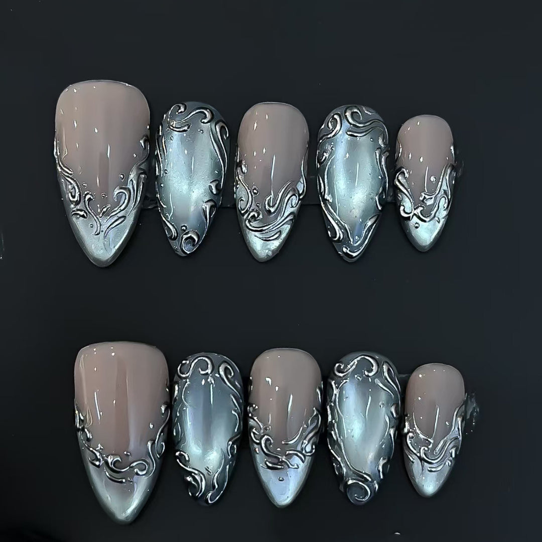 Elegant Glittering Press-On Nails Bowlift