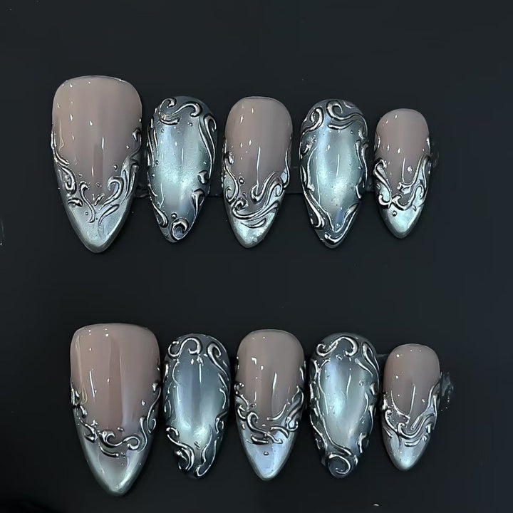 Elegant Glittering Press-On Nails Bowlift