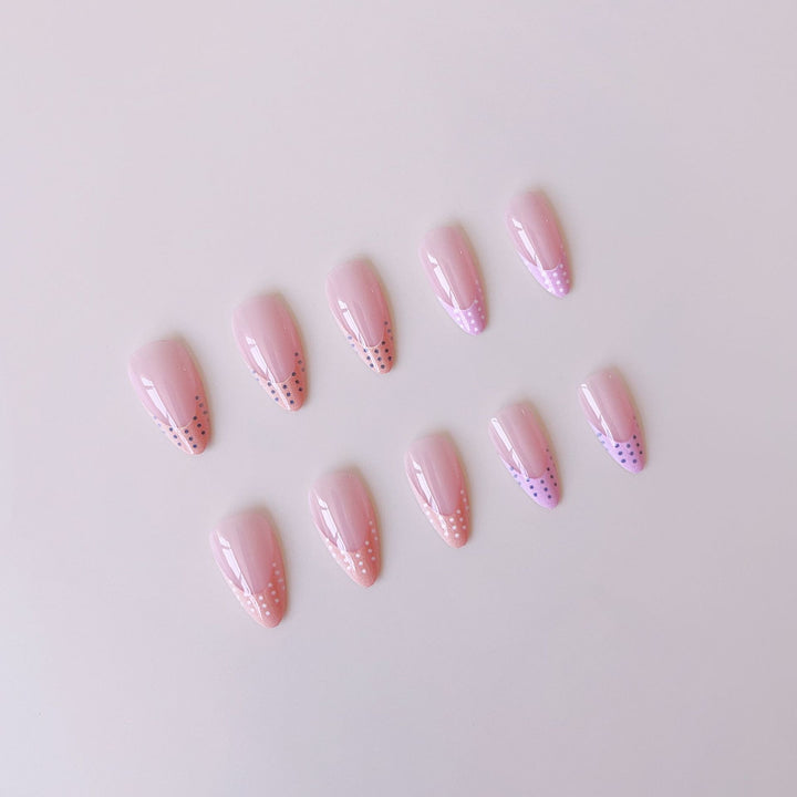 Artificial nail set with colorful minimal design Bowlift