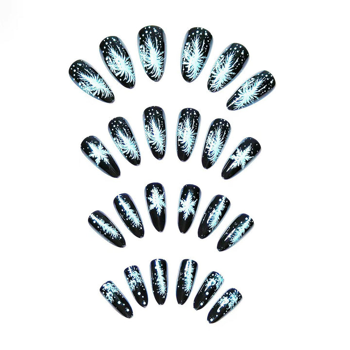 Elegant Artificial Nails with Snowflake Design Bowlift