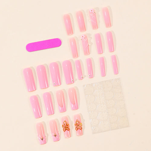 Elegant Floral Acrylic Nail Art Extensions Bowlift