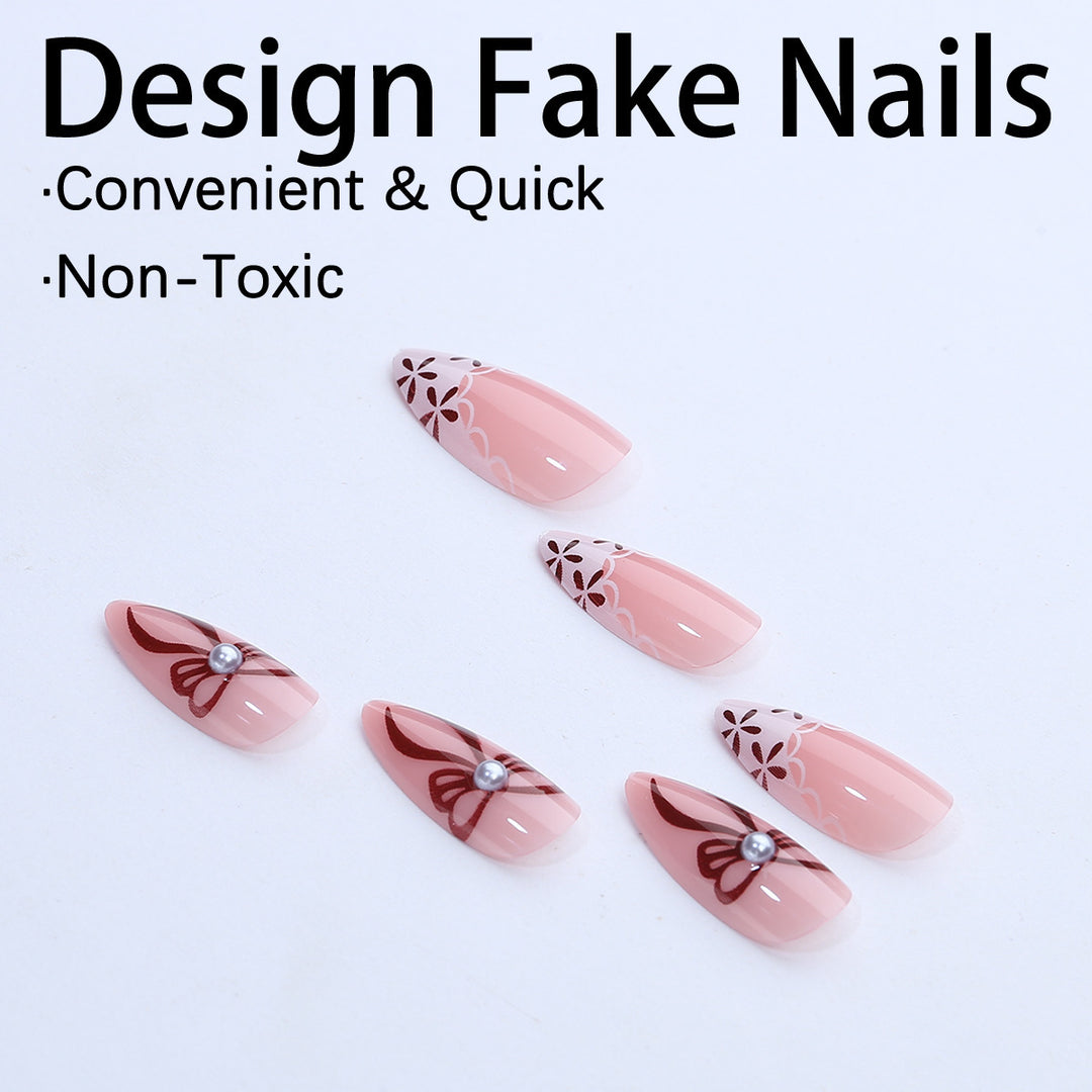 Elegant artificial nail design with floral accents Bowlift