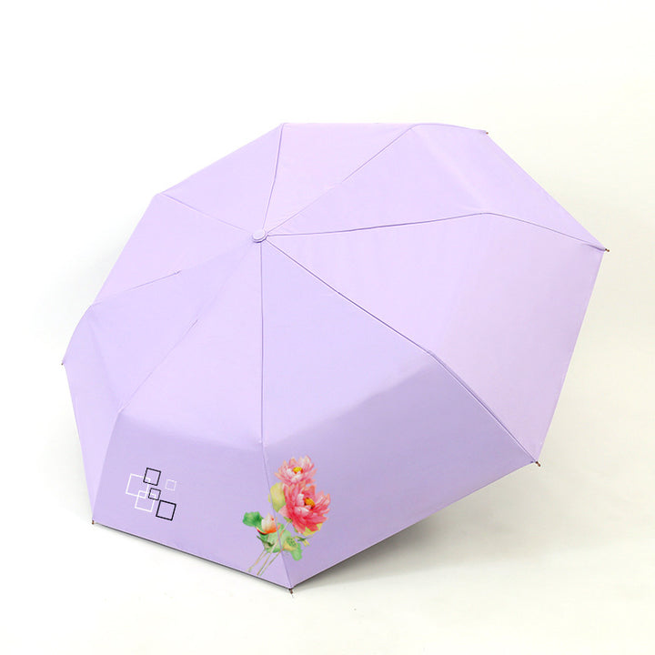 Women’s Folding Umbrella with Elegant Floral Design Bowlift