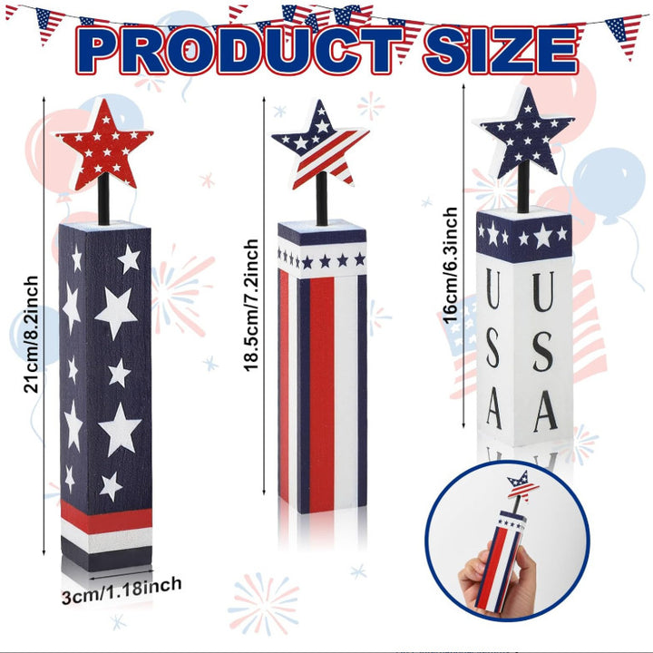 Unisex nan rustic wood column decoration set with hand-painted star toppers in shabby chic Bowlift