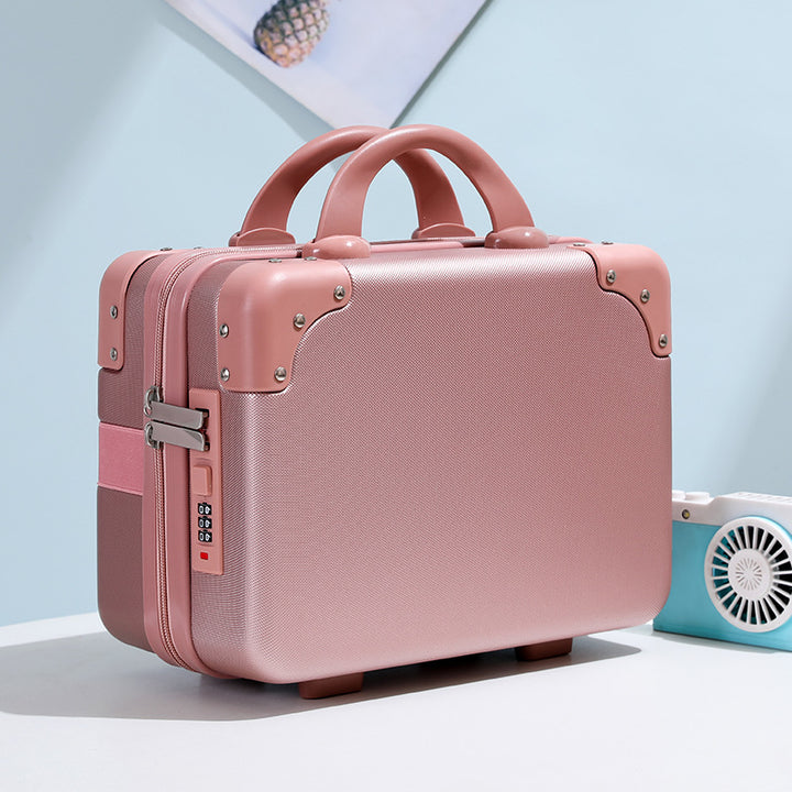 hard-shell vanity carry cosmetic case with reinforced corners and combination lock Bowlift