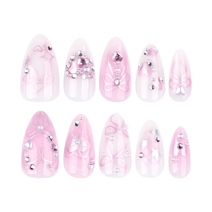 Artificial nail art with delicate jewelry design Bowlift