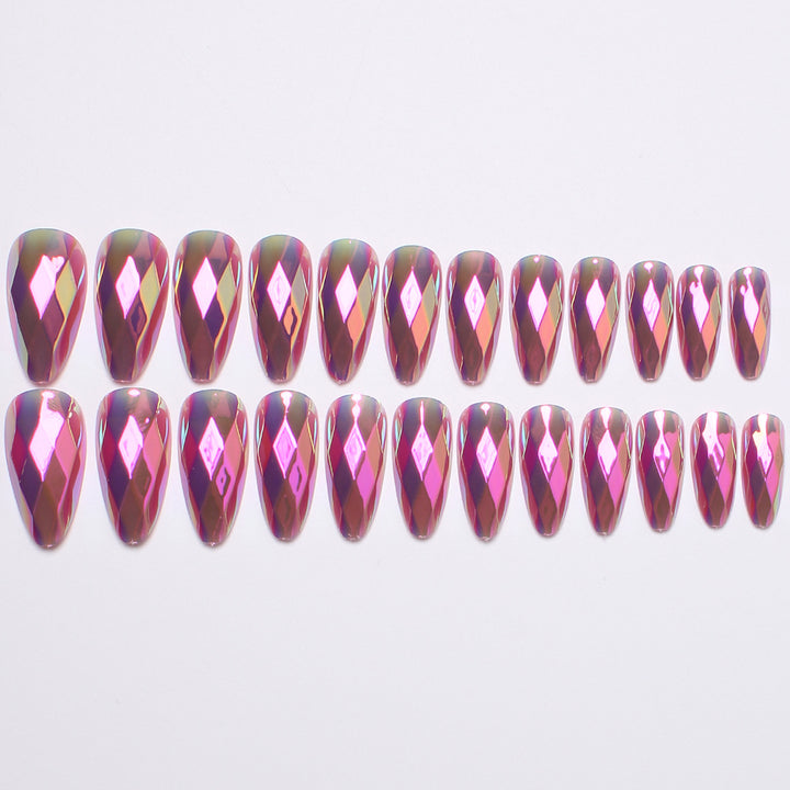 Diamond-Shaped Press-On Nail Set Bowlift