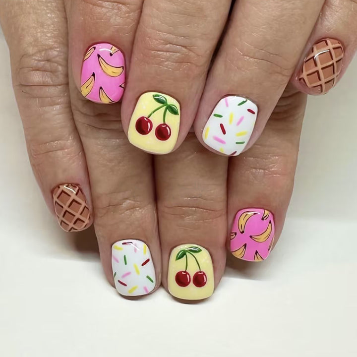 Fun Fruit-Themed Press-On Nail Art Set Bowlift