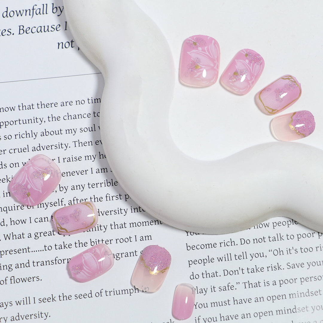 DIY Floral Design Press-On Nail Set Bowlift