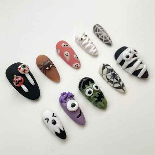 Whimsical Halloween-Themed Press-On Nail Set Bowlift