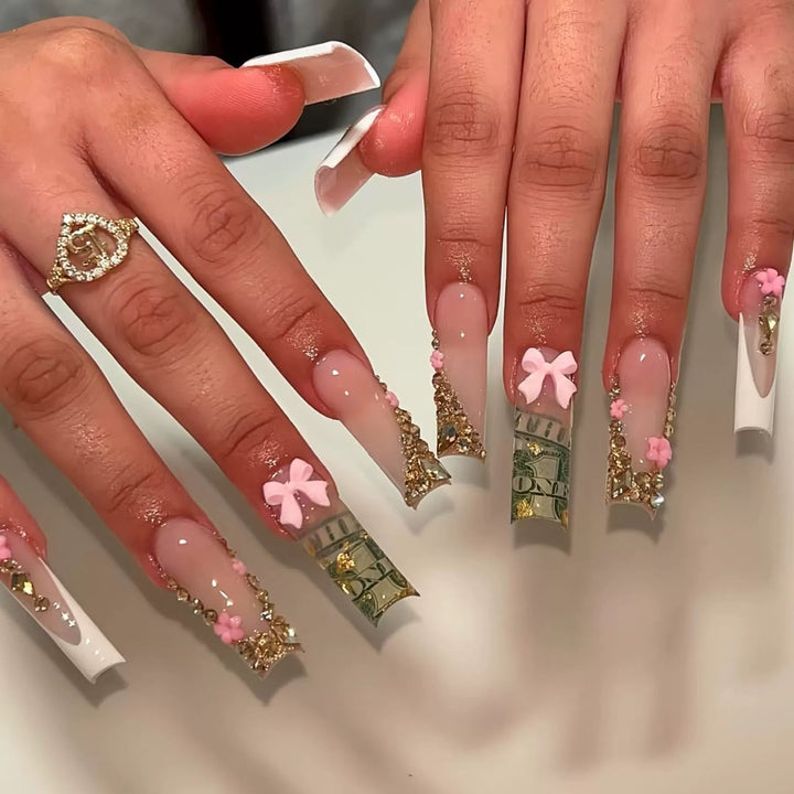 Decorative Long Press-On Nail Extensions Bowlift