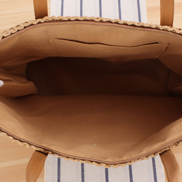 Elegant Bast Tote Bag with Sturdy Leather Handles Bowlift