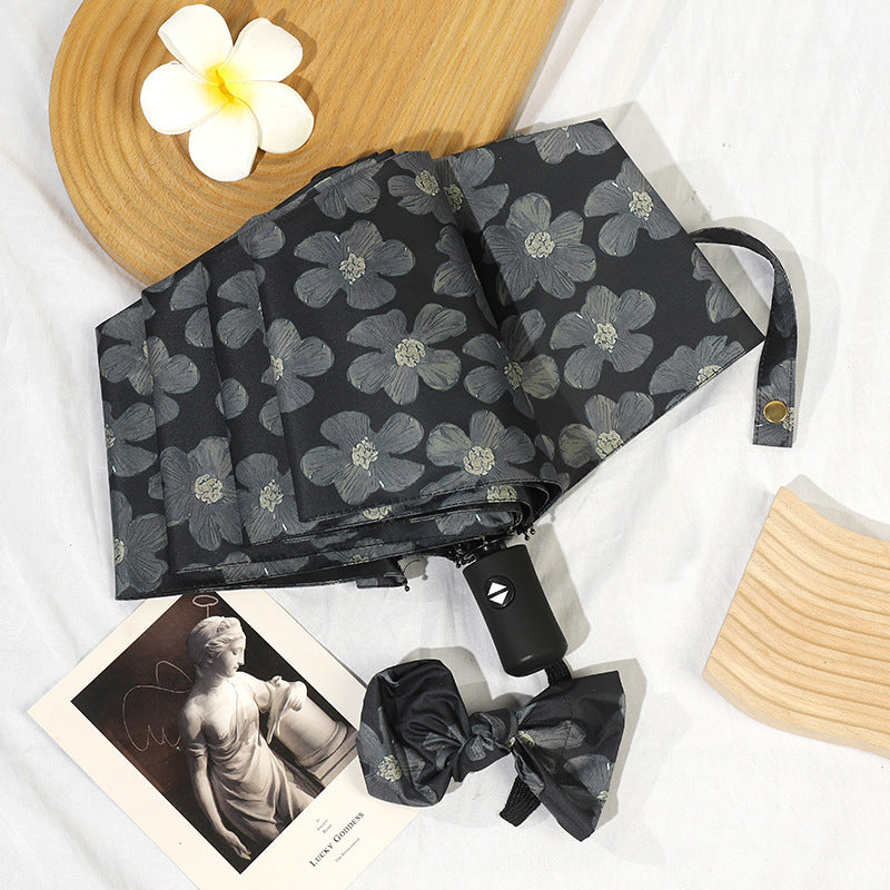 Ladies Mini Folding Umbrella with Elegant Floral Print Bowlift