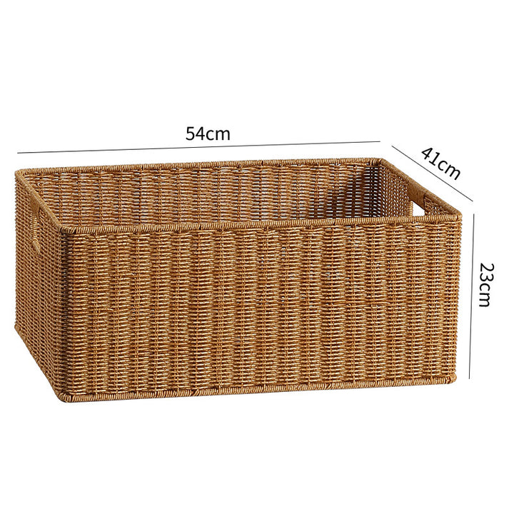 Handwoven Rectangular Storage Bin with Cutout Handles Bowlift