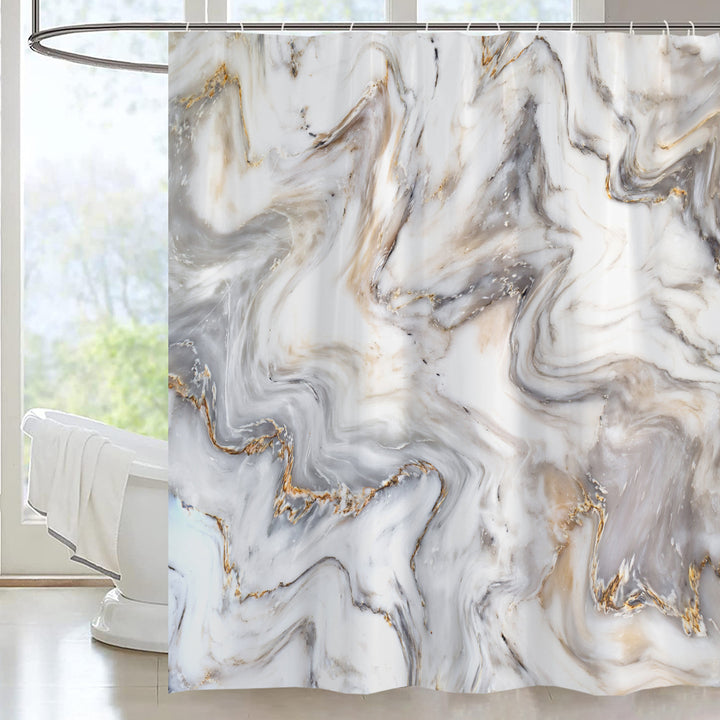 Elegant Marble-Patterned Shower Curtain Bowlift