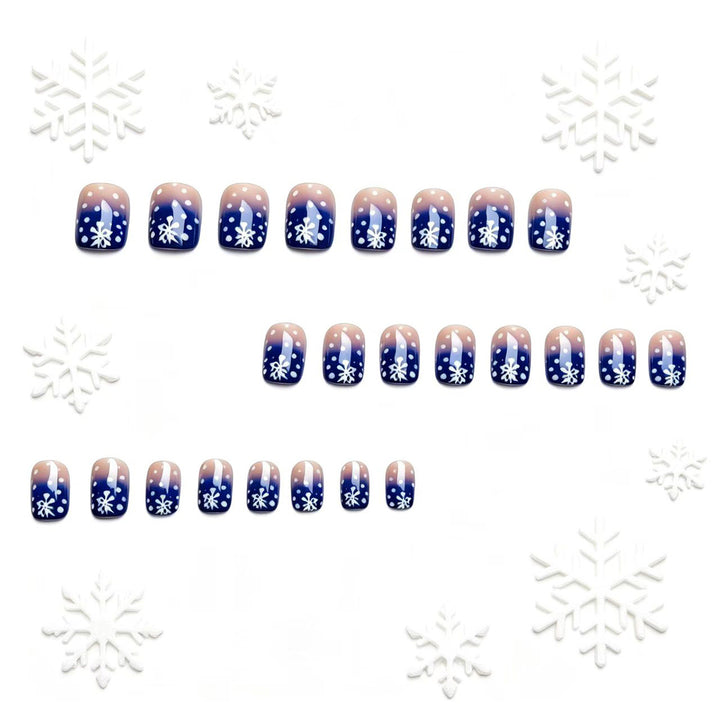Artificial nails with winter snow crystal design Bowlift