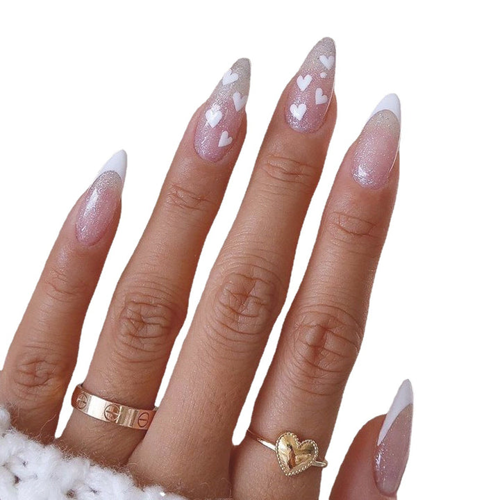 Heart-Embellished Press-On Nail Extensions Bowlift