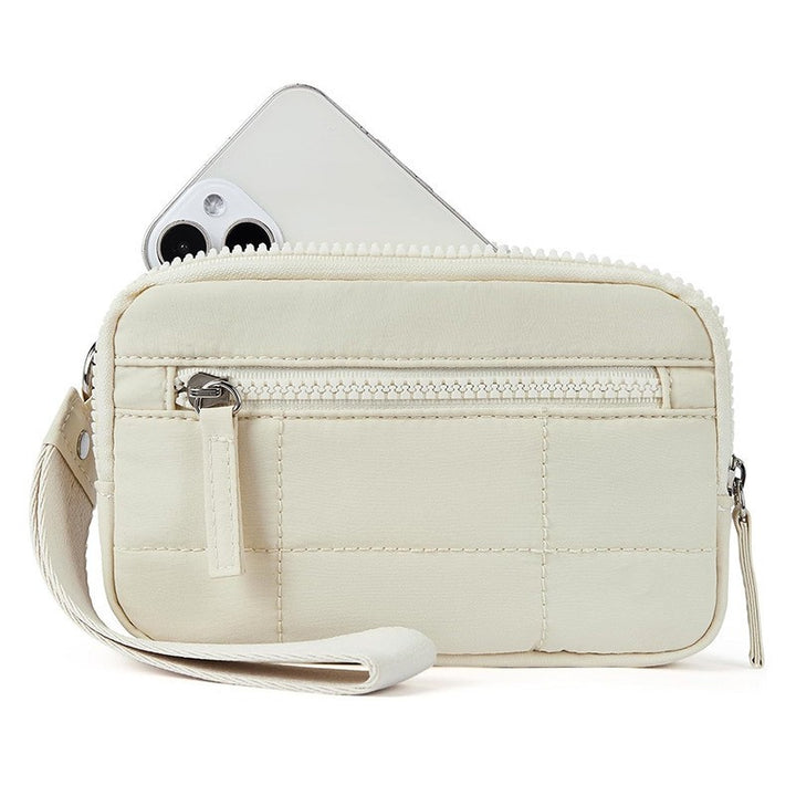 Stylish and Practical Cosmetic Clutch with Removable Carrying Strap Bowlift