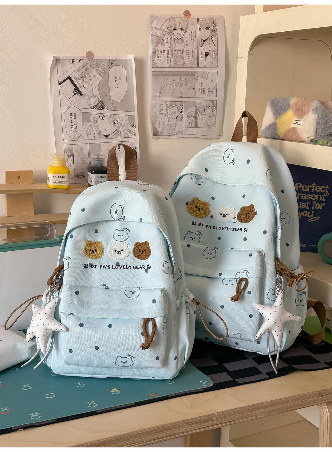 Whimsical Polka Dot Character Backpack