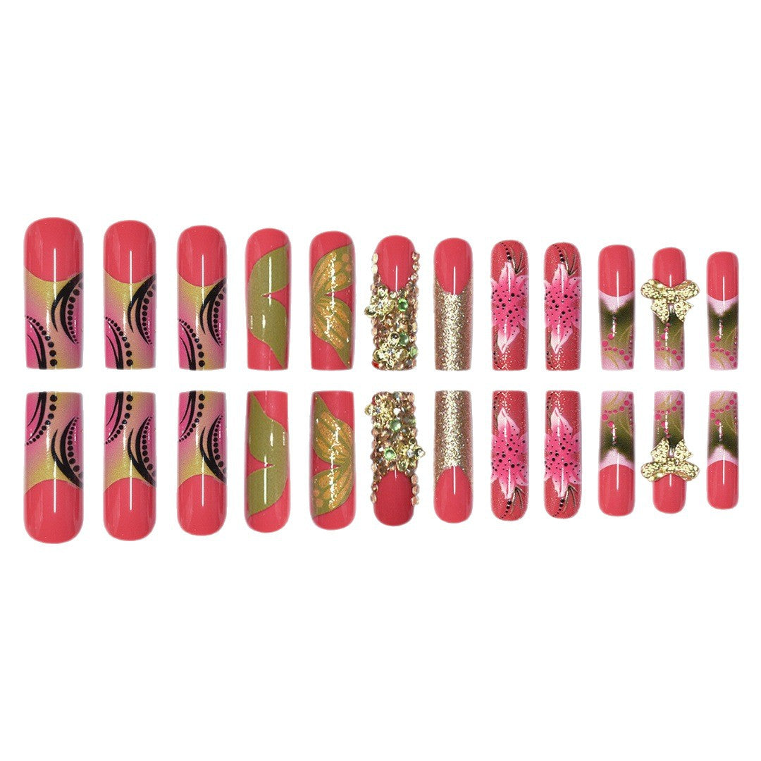 3D Floral Gemstone Press-On Nail Art Bowlift