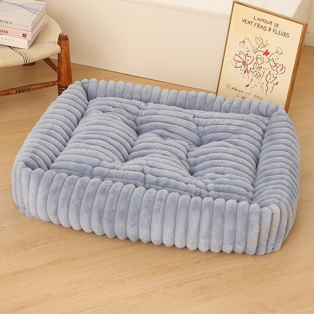 Women Plush Pet Bed with High Edge Bowlift