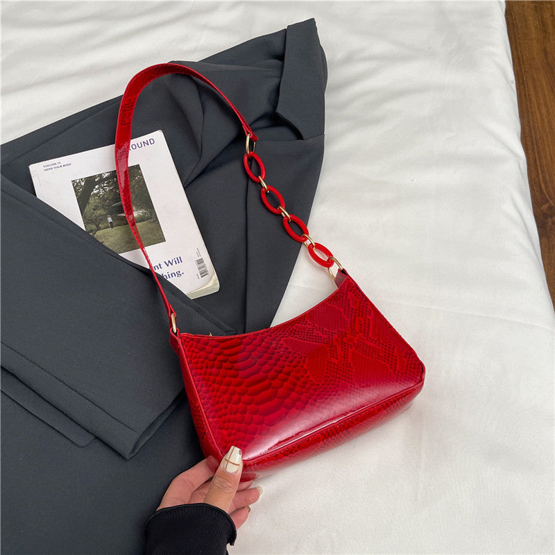 Stylish Textured Snakeskin Effect Handbag Bowlift