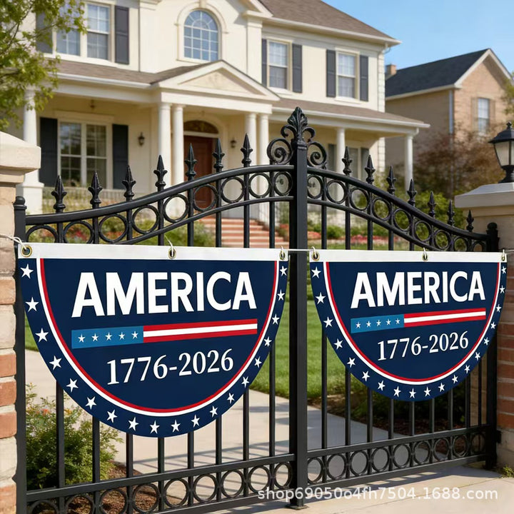 Unisex half-circle banner made of weatherproof polyester with metal eyelets and reinforced seams Bowlift