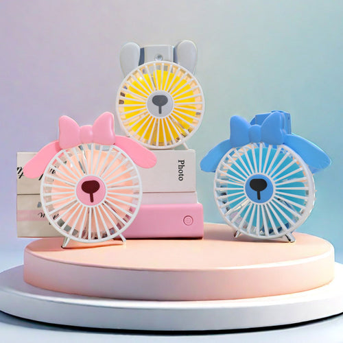 Women's Portable Hand Fan with Creative Design and USB Port Bowlift