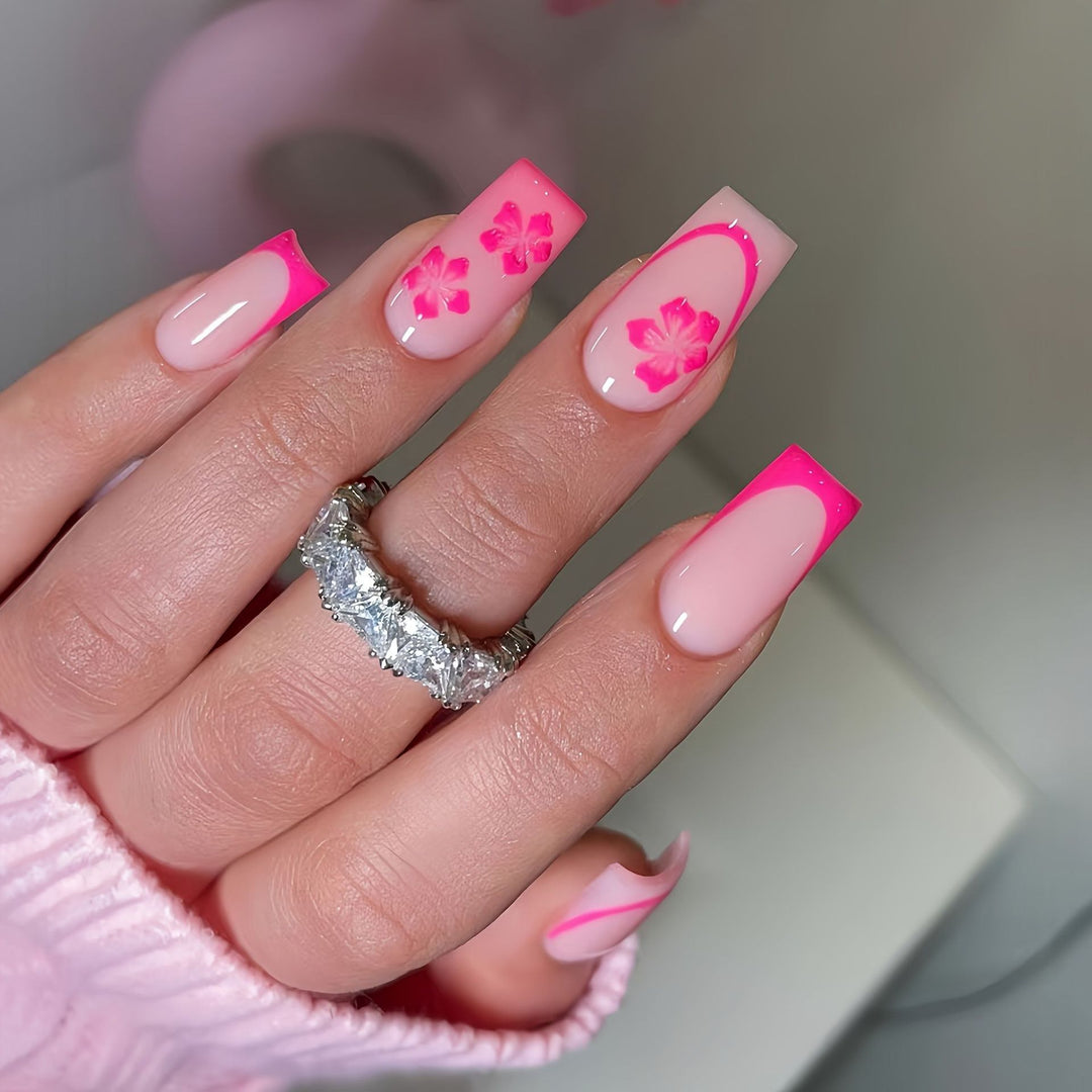 Floral Design Press-On Nail Art Bowlift