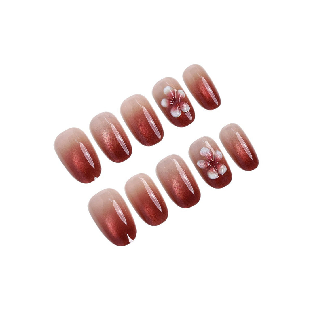 Elegant Floral Press-On Nail Set Bowlift