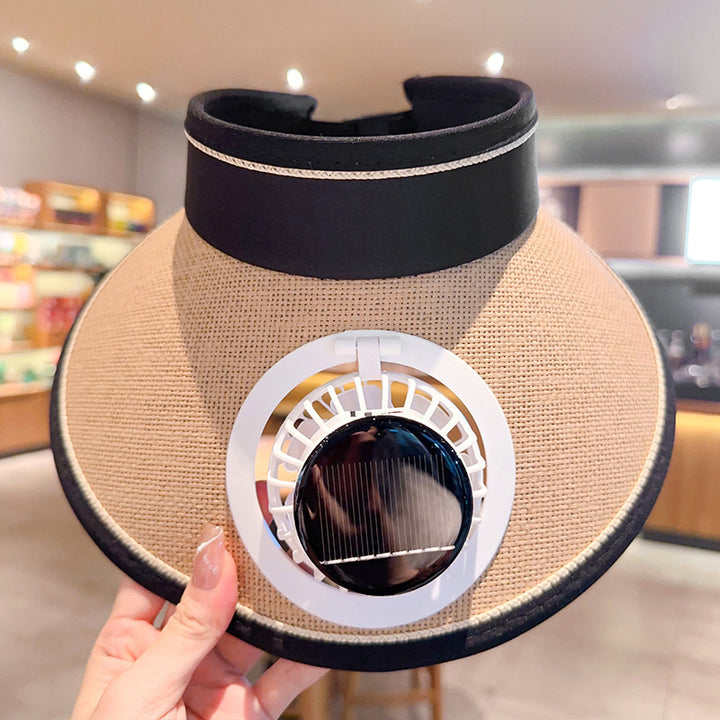 Bbreathable sun hat with two integrated mini fans, wide brim and adjustable chin strap Bowlift