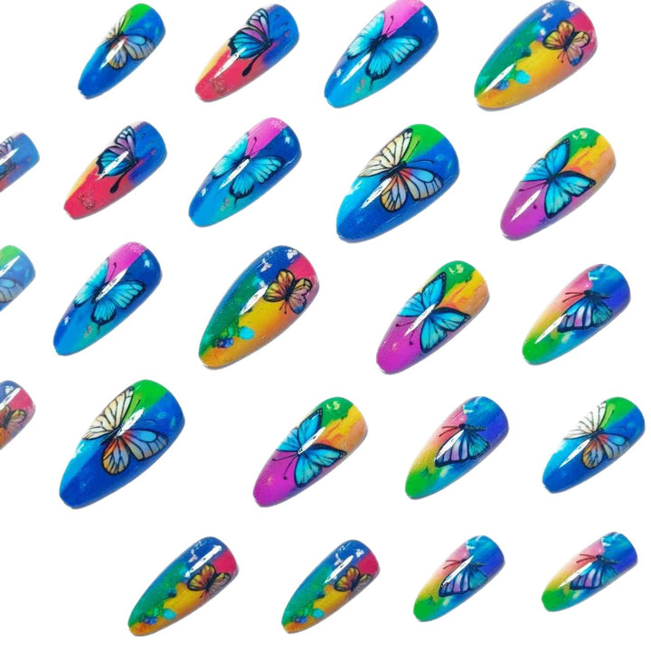 Butterfly-Inspired Vibrant Nail Art Bowlift