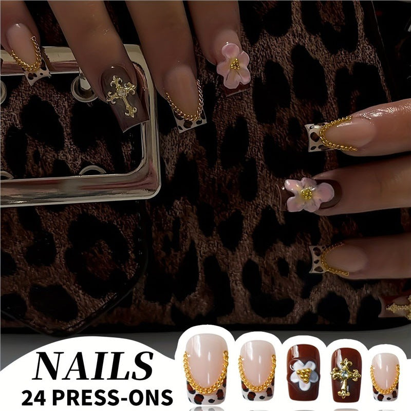 Decorative Floral Press-On Nail Set Bowlift