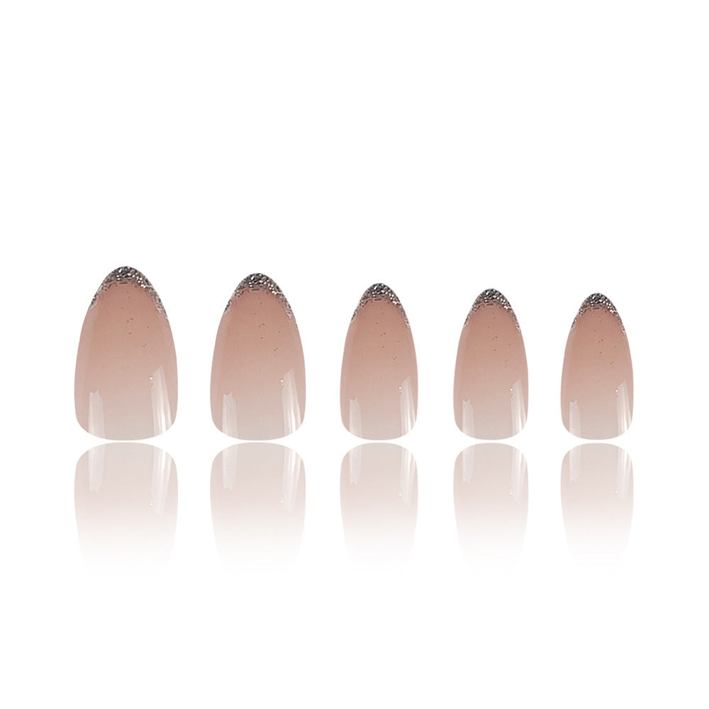 Elegant Glittered Almond-Shaped Press-On Nail Tips Bowlift