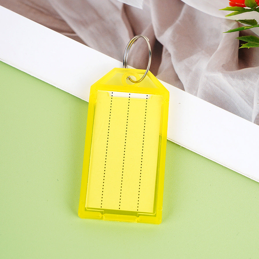 Unisex label tag with transparent sleeve and three writable fields Bowlift